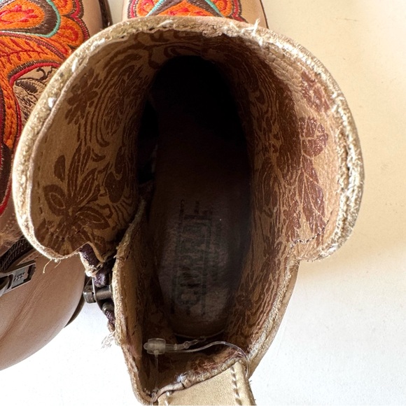 Corral Natural Tan Floral Embroidered Leather Ankle Boots Western Cowboy 6.5 - Picture 11 of 15
